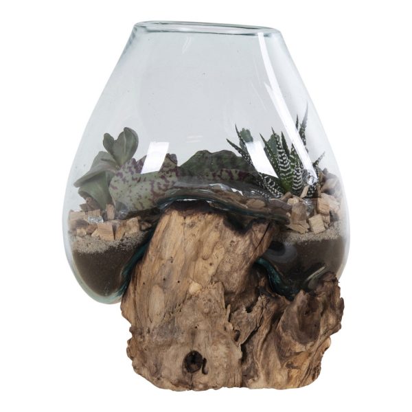 San Marino vízcsepp asztali dekoráció, teak fa/üveg, 20 cm - Image 7