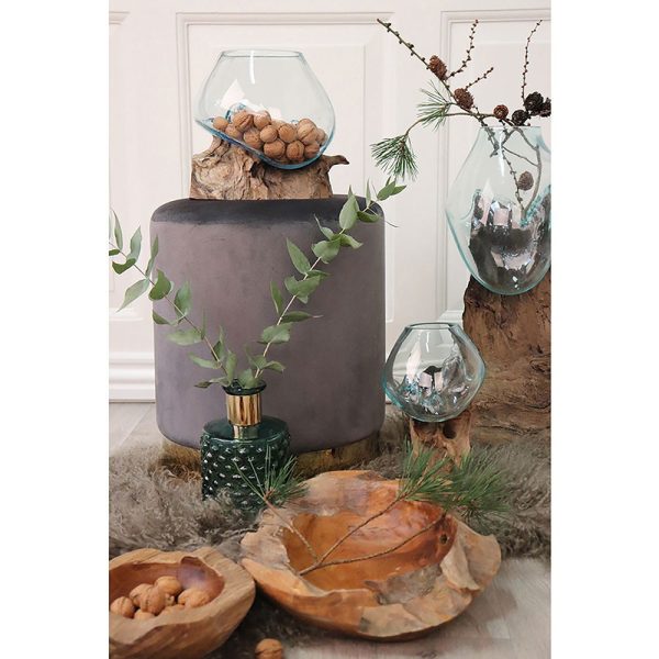 San Marino vízcsepp asztali dekoráció, teak fa/üveg, 20 cm - Image 9
