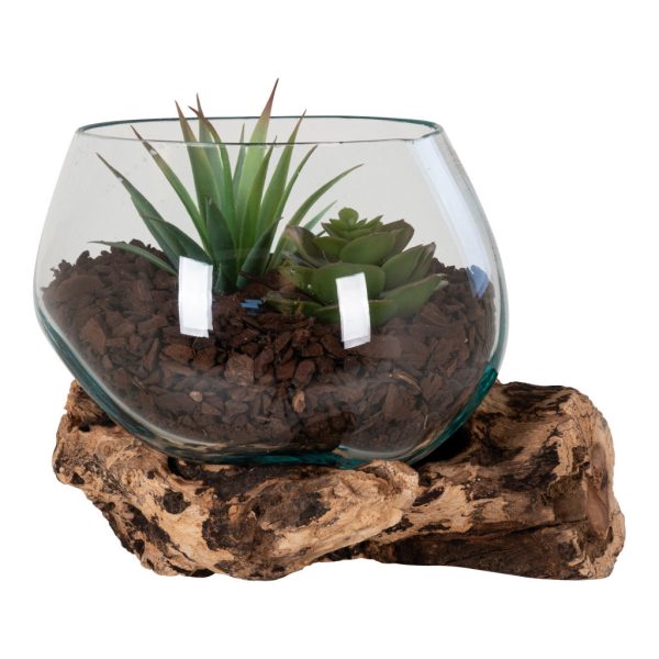 San Marino vízcsepp asztali dekoráció, teak fa/üveg, 15 cm - Image 2