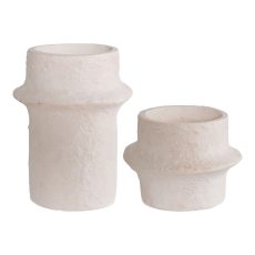 Gyertyatartó, cement, fehér, 2db