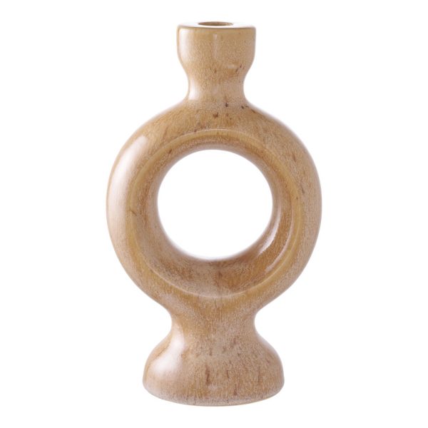 Gyertyatartó, kerámia, barna 13,5x8,8x23,4 cm