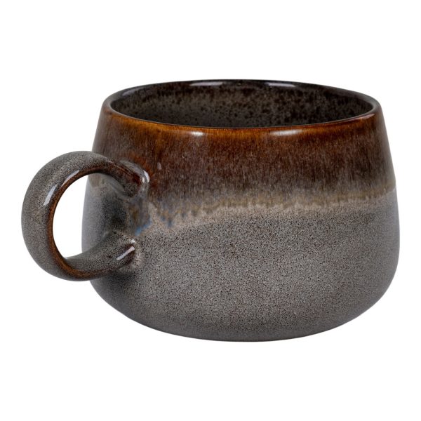 Selma bögre, kerámia, szürke-barna 10x7,5 cm, 4 db - Image 3