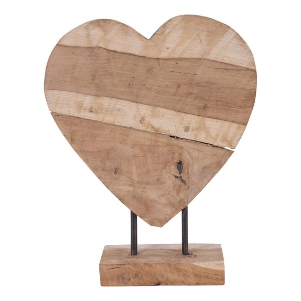 Almada Dekorációs szív teak fából, natúr, h30 cm - Image 3