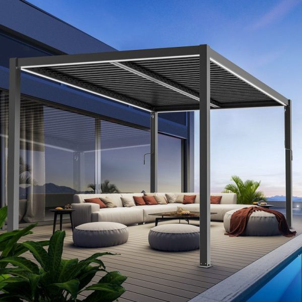 LUXE pergola 4x4m antracit LED világítással - Image 4