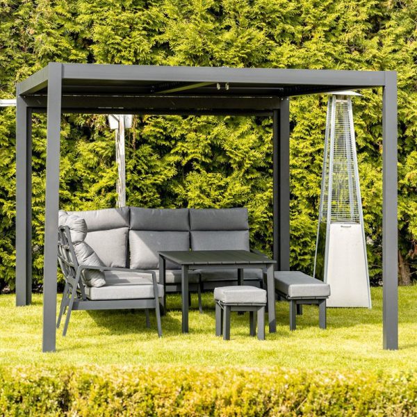 LUXE pergola 4x4m antracit LED világítással - Image 5