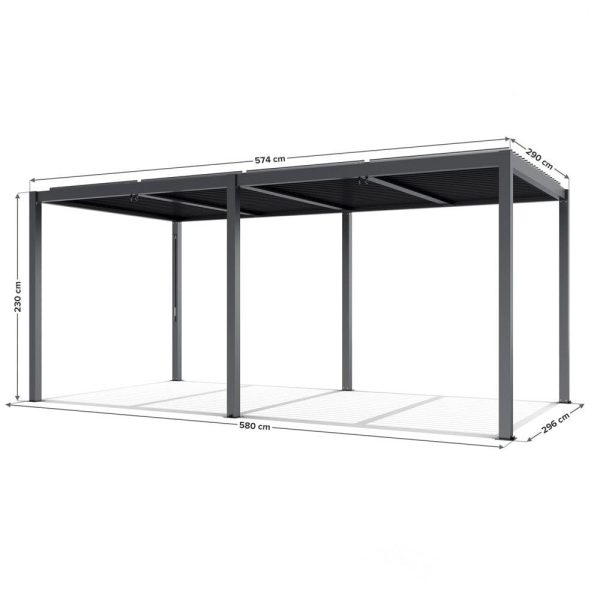 LUXE pergola 5,8x3m antracit LED világítással - Image 2