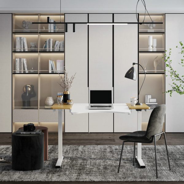 HALDEN íróasztal elektromos magasságállítással, 120x60 cm fehér-burlywood - Image 3
