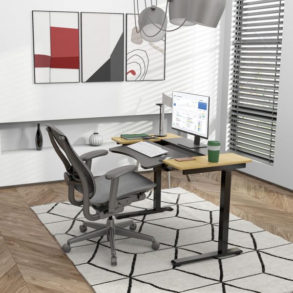HALDEN íróasztal elektromos magasságállítással, 120x60 cm fekete-burlywood - Image 5