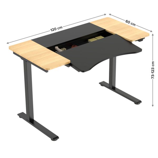 HALDEN íróasztal elektromos magasságállítással, 120x60 cm fekete-burlywood - Image 6