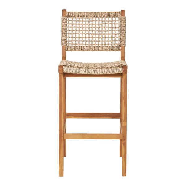 Derby bárszék, teak fa/polyrattan, natúr - Image 2