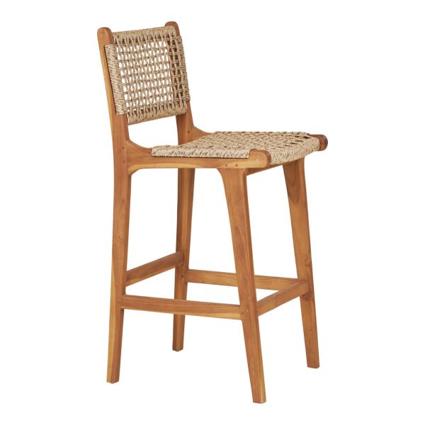 Derby bárszék, teak fa/polyrattan, natúr - Image 3