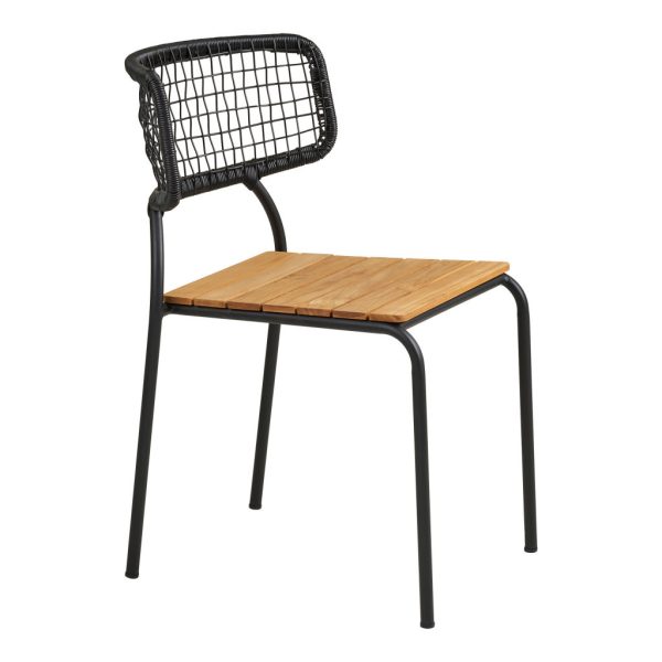 Nashville étkezőszék, teakfa, fekete kötél, fekete - Image 3