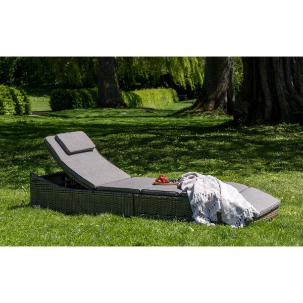 Split napozóágy, polyrattan, kubu szürke, párvával - Image 2
