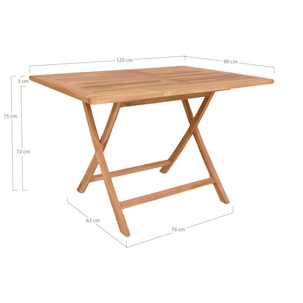 Oviedo kerti asztal, teakfa, natúr 120x80x75 cm - Image 5