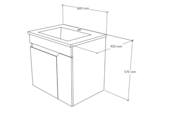 TMP VISION 60 fali függesztett fürdőszobai bútor - SKY E-8099-60 porcelán mosdóval - 61 x 46 cm - Image 10