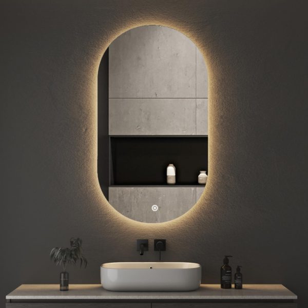 Viva AURA PINO 50 fürdőszoba tükör - érintőkapcsolóval - AMBIENT LED - OVÁLIS - ÁLLÓ - 50x90 cm - Image 4