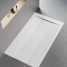 Zuhanytálca - kőhatású - öntött műmárvány - Viva ES - matt fehér - 80 x 100 x 3 cm
