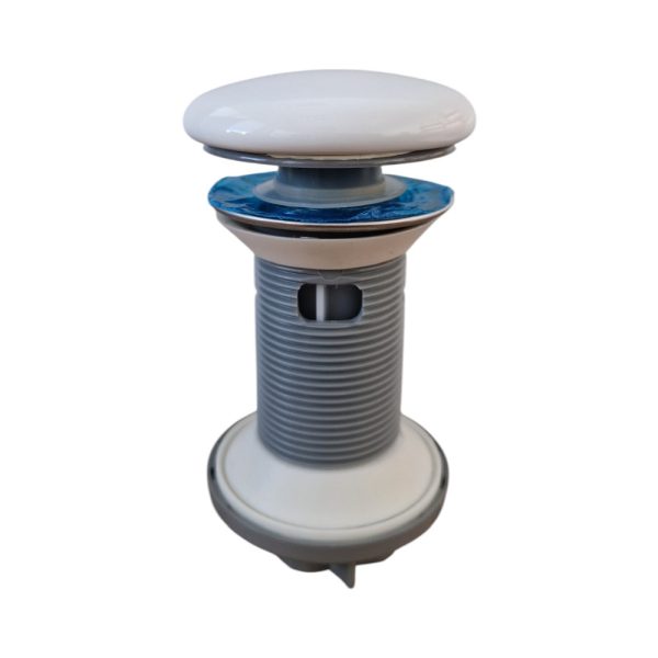 Klikk - klakk leeresztőszelep - KEREK - fehér - túlfolyós mosdókagylóhoz - Ø 73 mm - Image 2