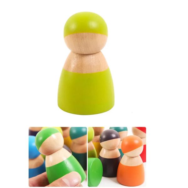 12 barát színes Montessori fafigura - Image 2