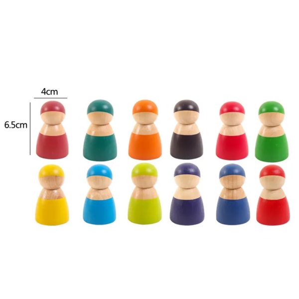 12 barát színes Montessori fafigura - Image 3