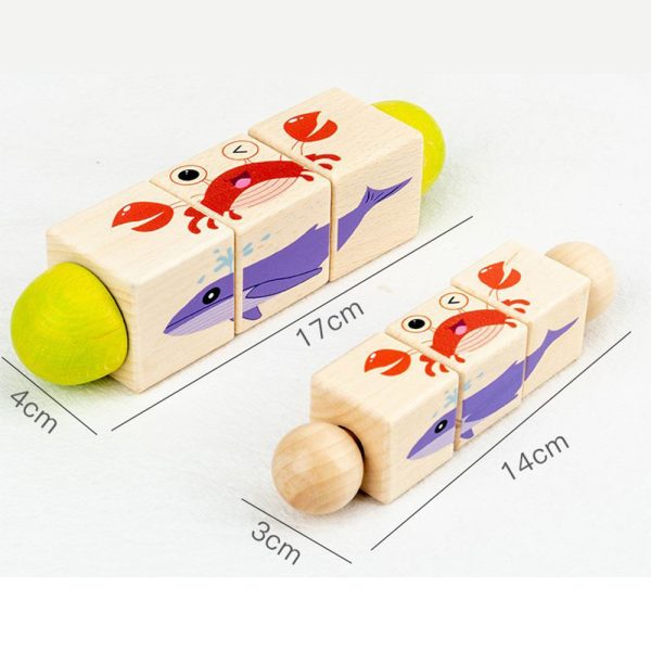 Állatos mini kirakós hengerek Montessori fajáték - Image 2