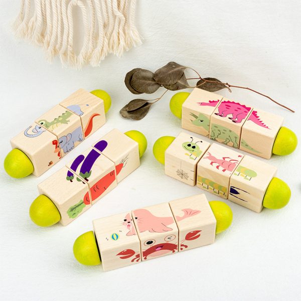 Állatos mini kirakós hengerek Montessori fajáték - Image 3