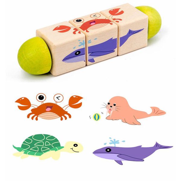 Állatos mini kirakós hengerek Montessori fajáték - Image 4