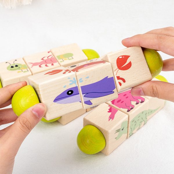 Állatos mini kirakós hengerek Montessori fajáték - Image 5