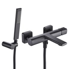 LAVEO TORES kádcsap falra szerelhető zuhanyszettel Kerámiabetét mérete: 30 mm Felület: fekete - BVT_711D