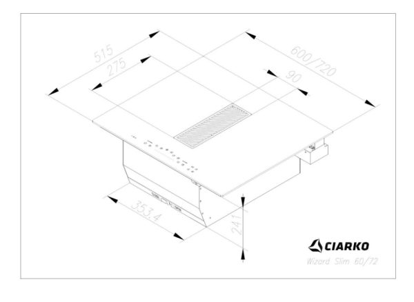Ciarko Design Wizard SLIM 72 fekete főzőlapba integrált páraelszívó - Image 5