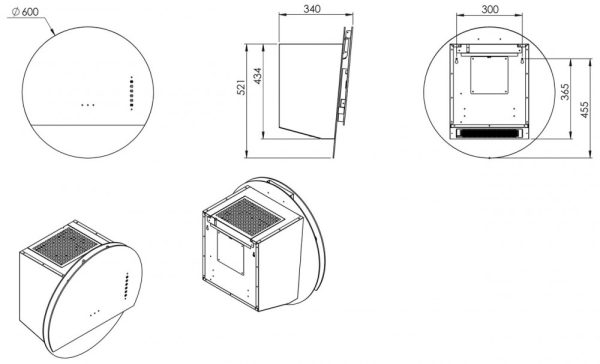 Ciarko Design ECLIPSE szürke / fekete fali páraelszívó - Image 8