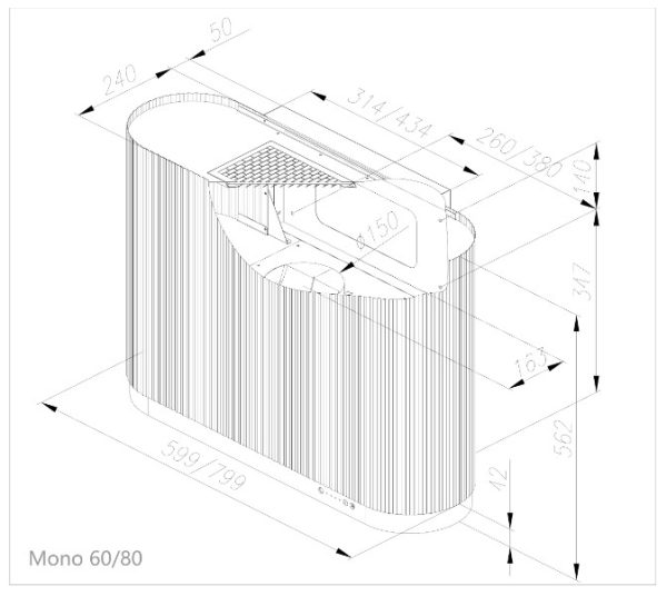 Ciarko Design MONO 60 cm fekete/fekete fali páraelszívó - Image 2