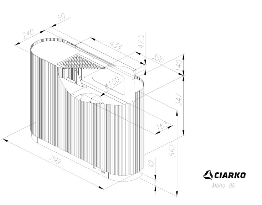Ciarko Design MONO 80 cm ecrü (bézs) fali páraelszívó - Image 3