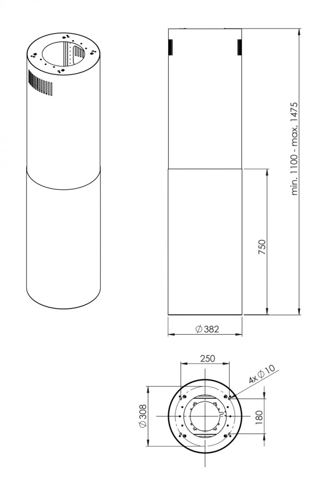 Ciarko Design Tubus W Long fehér sziget páraelszívó - Image 5