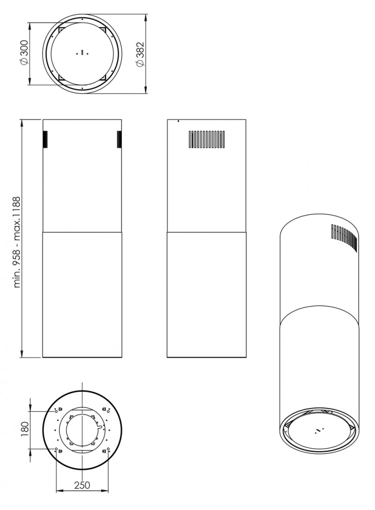 Ciarko Design Tubus W Long fekete sziget páraelszívó - Image 7