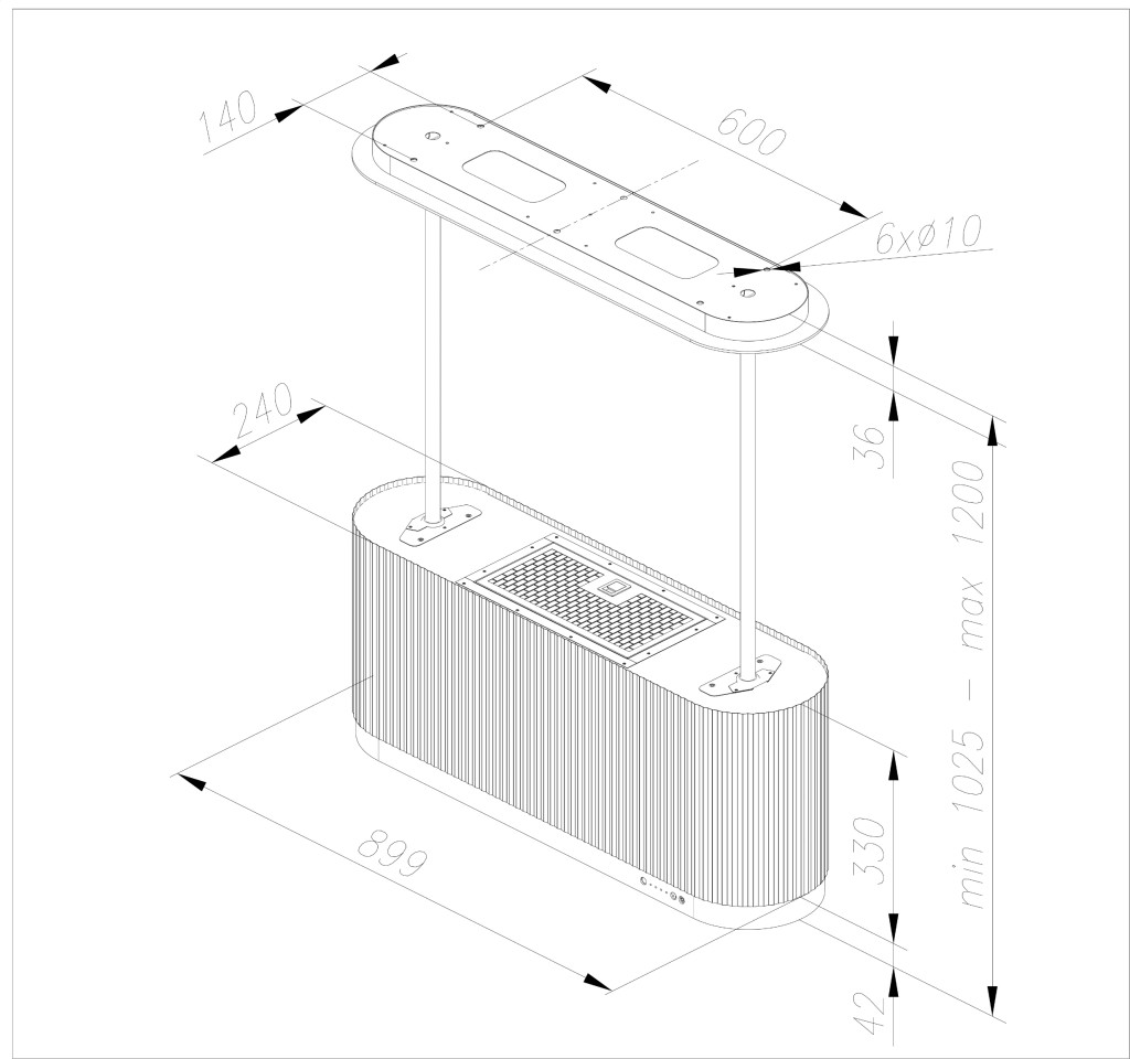 Ciarko Design MONO W 90 cm fekete sziget páraelszívó - Image 4