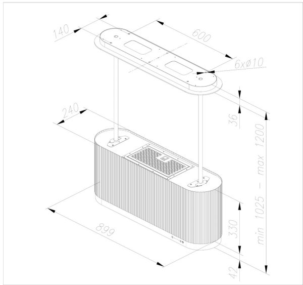 Ciarko Design MONO W 90 cm fehér sziget páraelszívó - Image 2