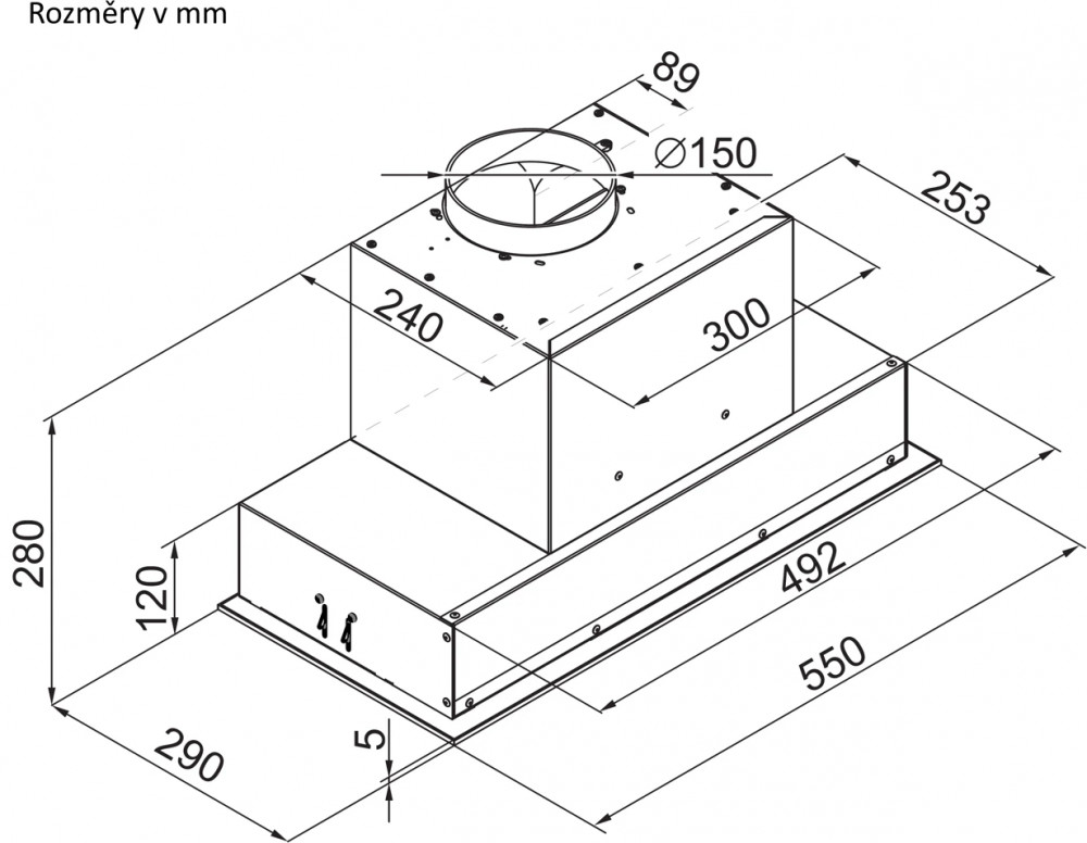 Ciarko Design AURA 55 cm fekete üveg beépíthető páraelszívó - Image 3