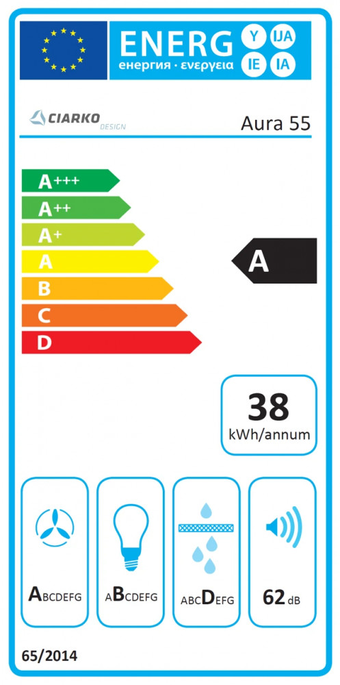 Ciarko Design AURA 55 cm fekete üveg beépíthető páraelszívó - Image 4