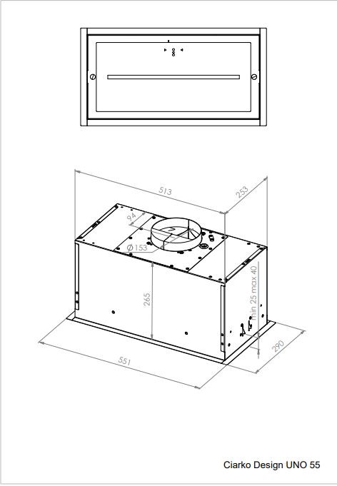 Ciarko Design UNO 55 Fekete beépíthető páraelszívó - Image 3