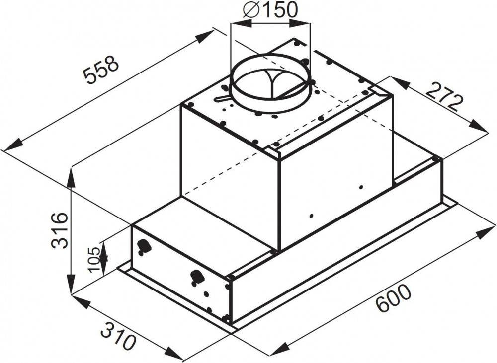 Ciarko Design Su Mini 60 cm fehér üveg beépíthető páraelszívó - Image 4