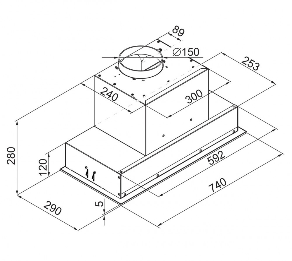 Ciarko Design AURA 74 cm fekete üveg beépíthető páraelszívó - Image 7