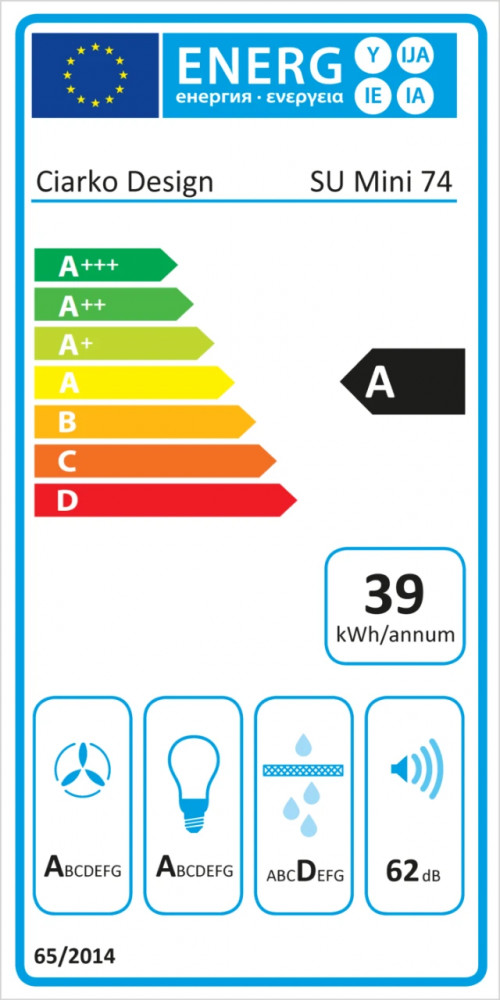 Ciarko Design Su Mini 74 cm fekete üveg beépíthető páraelszívó - Image 5