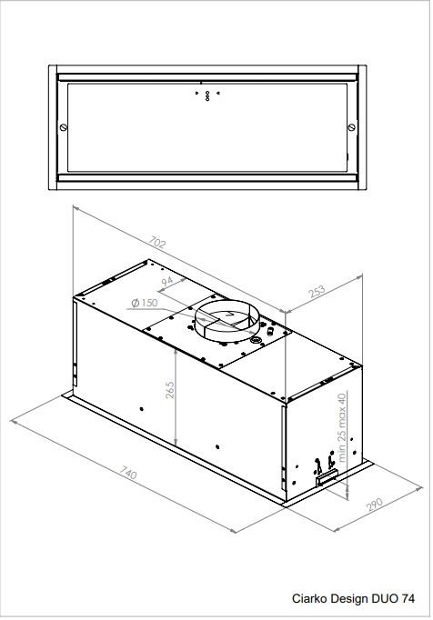 Ciarko Design DUO 74 Fehér beépíthető páraelszívó - Image 3