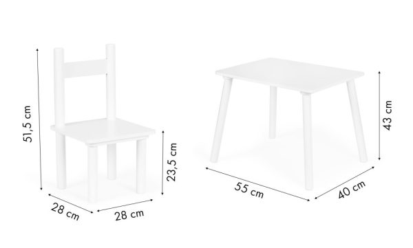 Fa gyerekasztal 2 székkel fehér - Image 5