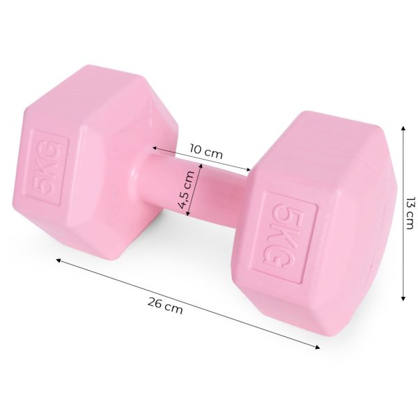 Hex súlyzó szett 2x5 kg rózsaszín - Image 10