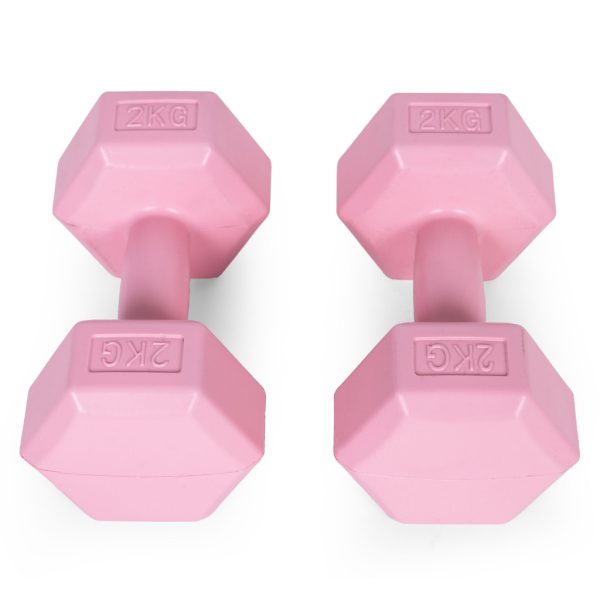Hex súlyzó szett 2x2 kg rózsaszín - Image 3