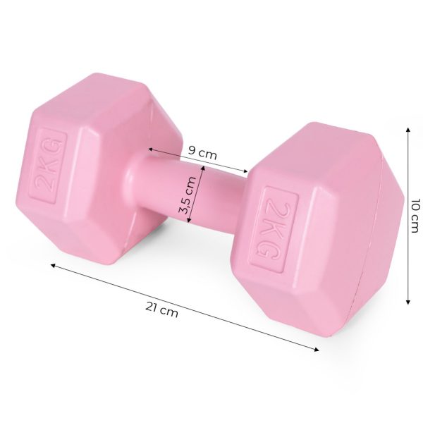 Hex súlyzó szett 2x2 kg rózsaszín - Image 9