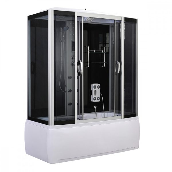 Emilia 85x170 cm hidromasszázs kádkabin elektronikával Black - Image 9