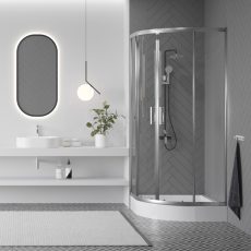 LAVEO BRESSO félkör zuhanykabin zuhanytálcával 80x80x185 cm átlátszó üveg/króm - JKBB086Z